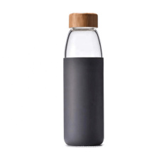 500ml Borosilicate Glass Water Bottle with Bamboo Lid and Protective Silicone Sleeve-Bpa Free